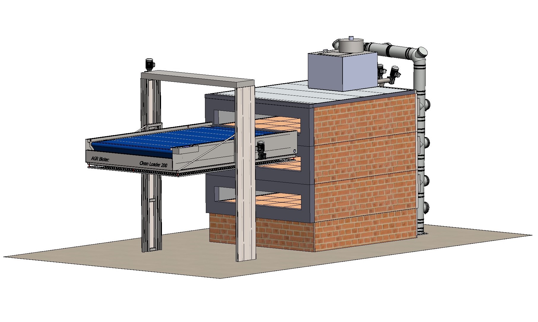 Clean-Loader 200 von AGR Biotec am dreietagigen Holzbackofen